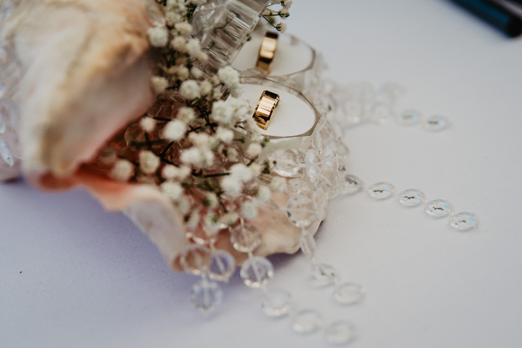 pojemni na obrączki w muszli