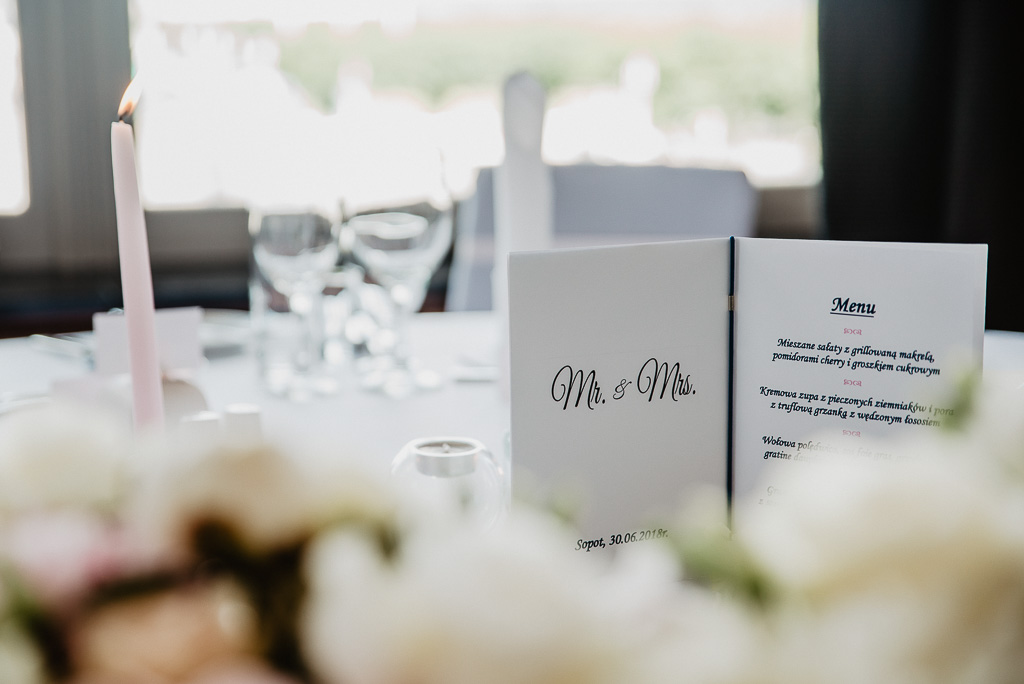 menu ozdoby na stół pary młodej wesele Trójmiasto