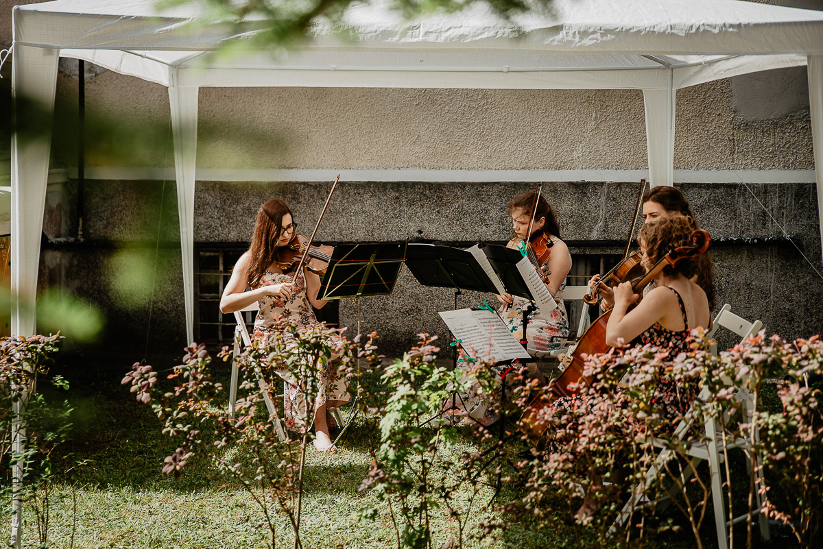 kwartet smyczkowy na ceremonii ślubnej w plenerze